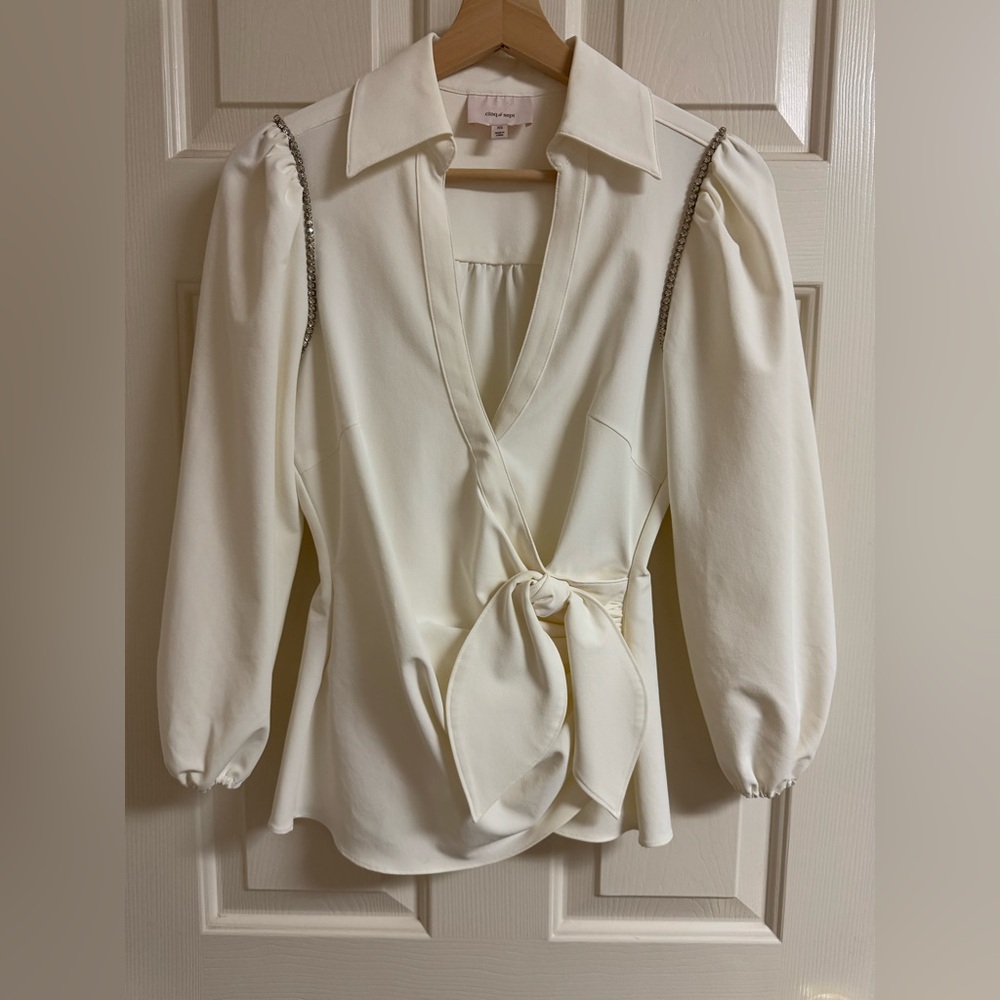 Cinq a Sept embellished white blouse XS used once